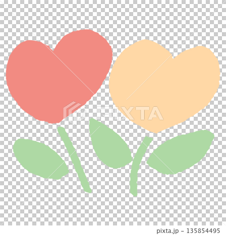 幼児施設のHPに使いやすい やさしい汎用イラストカットシリーズ｜ハート型のチューリップ 135854495