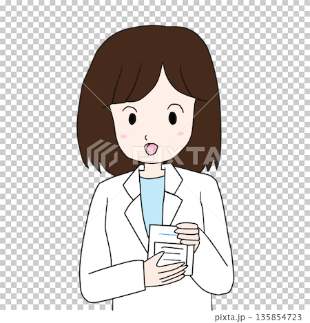 藥劑師手持藥物的插圖 135854723