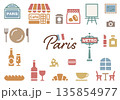 パリのかわいいアイコンセット 135854977