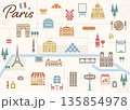 パリのかわいいイラストマップ 135854978