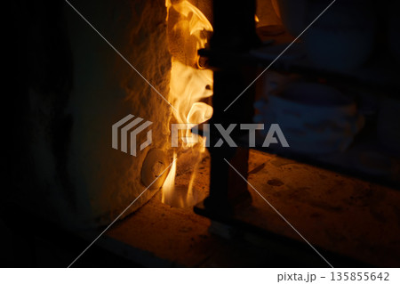 Many rustic clay in the kiln 135855642