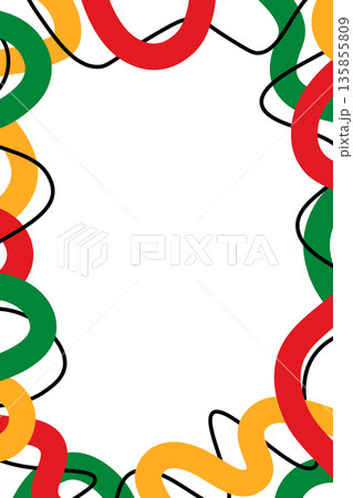 Blank abstract Black History Month vertical frame. Freedom Day border. Juneteenth vertical frame. June 19. Copy space. Place for text. PNG and Vector Illustration 135855809