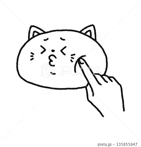 ほっぺぷにぷにクイーズで癒される・ネコ　線画 135855847