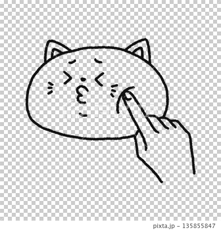 ほっぺぷにぷにクイーズで癒される・ネコ　線画 135855847