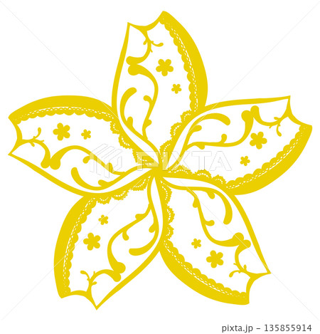 黄色の桜の形のレース 135855914