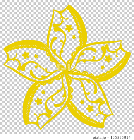 黄色の桜の形のレース 135855914