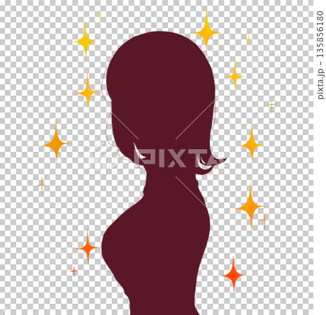 女人側面上身輪廓閃閃發光 135856180