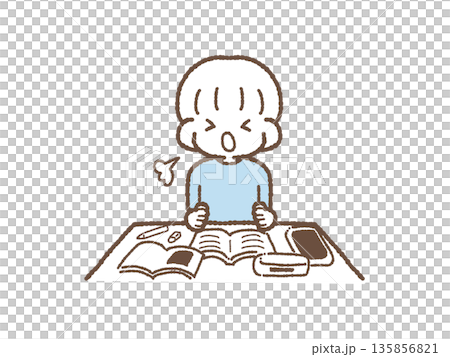 小学生　くしゃみ　男の子 135856821