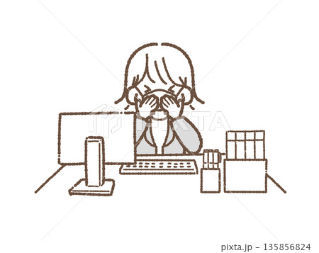 会社員　くしゃみ　女性 135856824