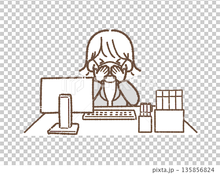 会社員　くしゃみ　女性 135856824