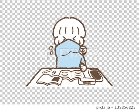 小学生　くしゃみ　男の子 135856825