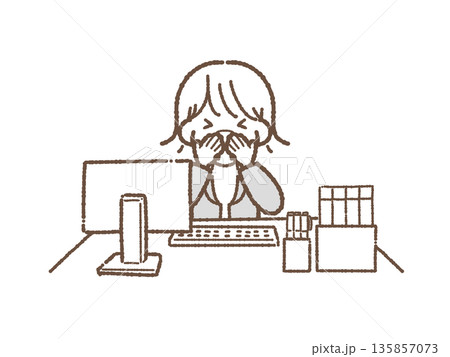 会社員　くしゃみ　女性 135857073