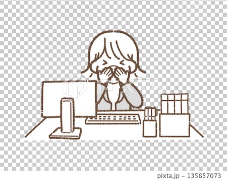 会社員　くしゃみ　女性 135857073