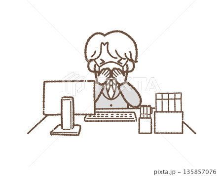 会社員 くしゃみ 男性 会社員 くしゃみ 男性 135857076