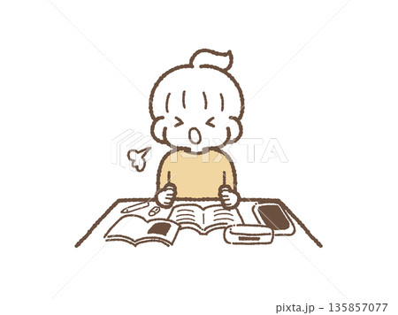 小学生　くしゃみ　女の子 135857077