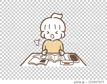 小学生　くしゃみ　女の子 135857077