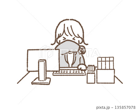 会社員　くしゃみ　女性 135857078