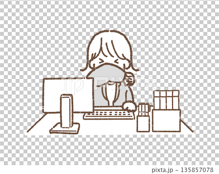 会社員　くしゃみ　女性 135857078