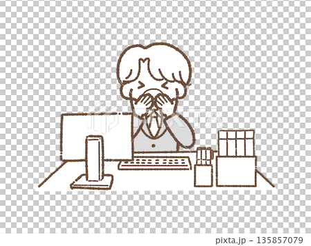 会社員　くしゃみ　男性 135857079