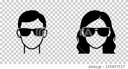 戴著太陽眼鏡的男女剪影圖標 135857517