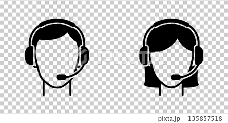 男性和女性操作員剪影圖標 135857518