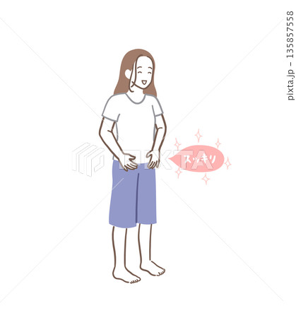 排便してスッキリした表情の女性のイラスト素材 排便してスッキリした表情の女性のイラスト素材 135857558