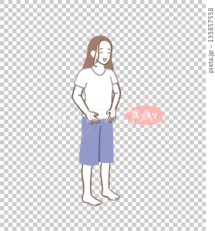 排便してスッキリした表情の女性のイラスト素材 排便してスッキリした表情の女性のイラスト素材 135857558
