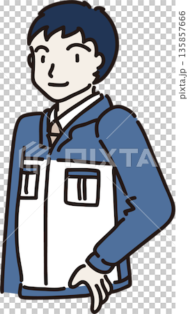 作業服を着た男性のイラスト 青色の制服 作業服を着た男性のイラスト 青色の制服 135857666