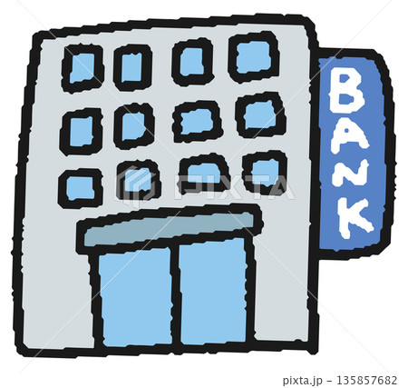 銀行の手描きイラスト 135857682