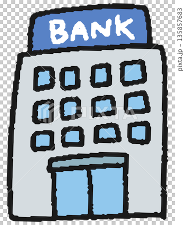 銀行の手描きイラスト 135857683
