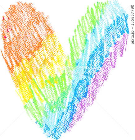 Chalk Drawn Rainbow Heart Child Illustration Chalk Drawn Rainbow Heart Child Illustration 135857790