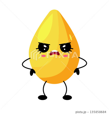 Angry Oil Drop Kawaii Character Illustration 135858684