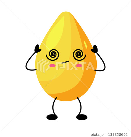 Kawaii Oil Drop Character With Dizzy Eyes Yellow Liquid Vector 135858692