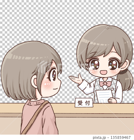 接待處的女性工作人員和訪客 135859467