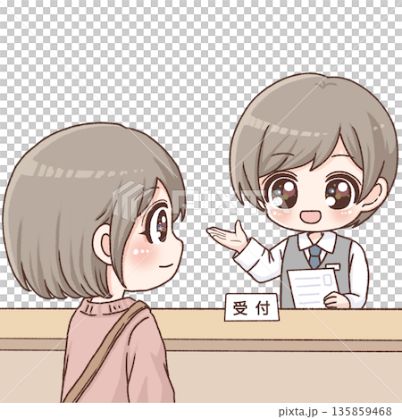 接待處男性工作人員引導訪客 135859468