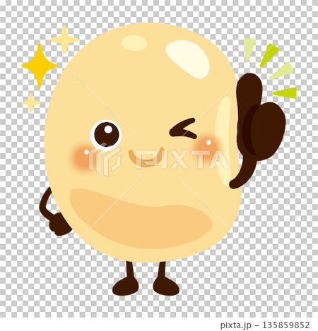 Soybean character illustration giving a good sign 135859852