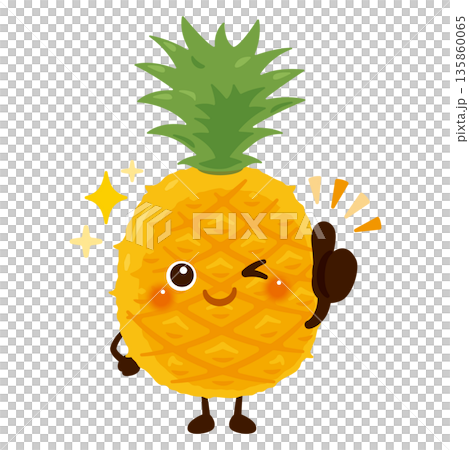 Pineapple character illustration giving a good sign 135860065