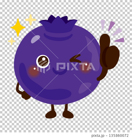 Blueberry character illustration giving a good sign 135860072