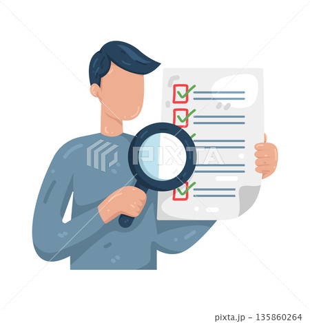 Illustration of Man holding survey 135860264
