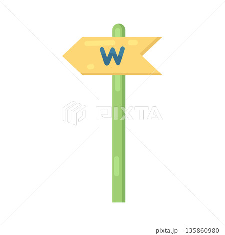 Illustration of west arrow Illustration of west arrow 135860980