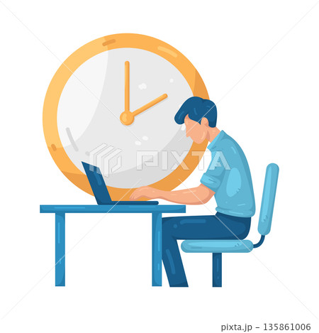 Illustration of Overtime Illustration of Overtime 135861006