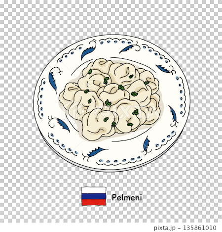 ロシア料理ペリメニの盛り付けイラスト 白背景|ペリメニ,餃子,ロシア料理 ロシア料理ペリメニの盛り付けイラスト 白背景|ペリメニ,餃子,ロシア料理 135861010