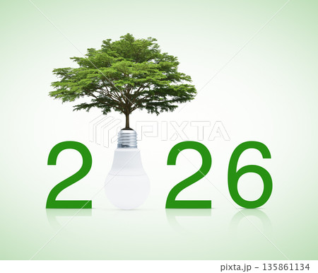 Happy new year 2026 ecology and saving energy concept Happy new year 2026 ecology and saving energy concept 135861134