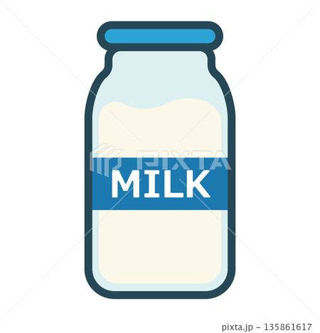 シンプルでかわいい牛乳のイラスト シンプルでかわいい牛乳のイラスト 135861617