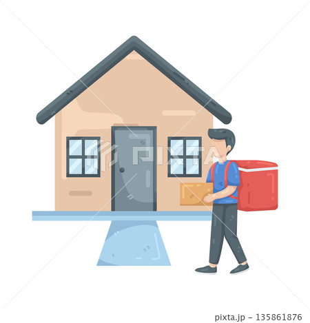 Illustration of gift courier 135861876