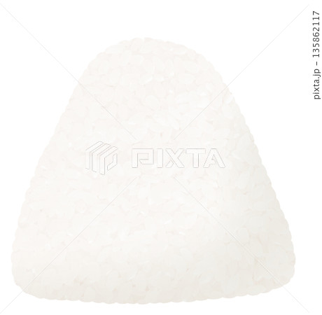 シンプルな純米おにぎりのアイコン・米のテクスチャーあり 135862117