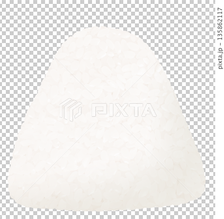 シンプルな純米おにぎりのアイコン・米のテクスチャーあり 135862117