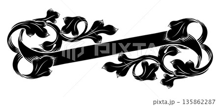 Scroll Crest Heraldic Filigree Pattern Motif 135862287