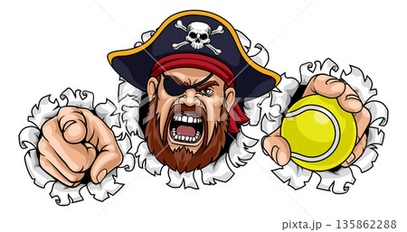 Pirate Tennis Ball Sports Team Mascot Man 135862288