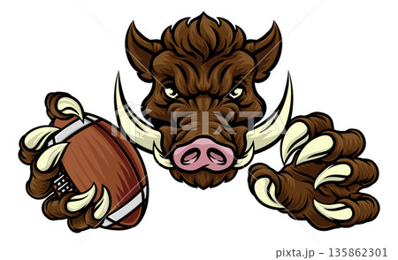 Boar Wild Hog Razorback Warthog Football Mascot Boar Wild Hog Razorback Warthog Football Mascot 135862301